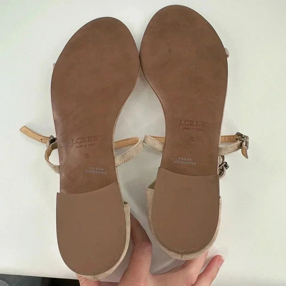 J crew womens sandals size 10 taupe Italian suede t-strap gladiator - Picture 7 of 12